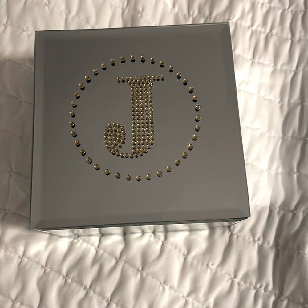Mirrored jewelry box with gold letter J